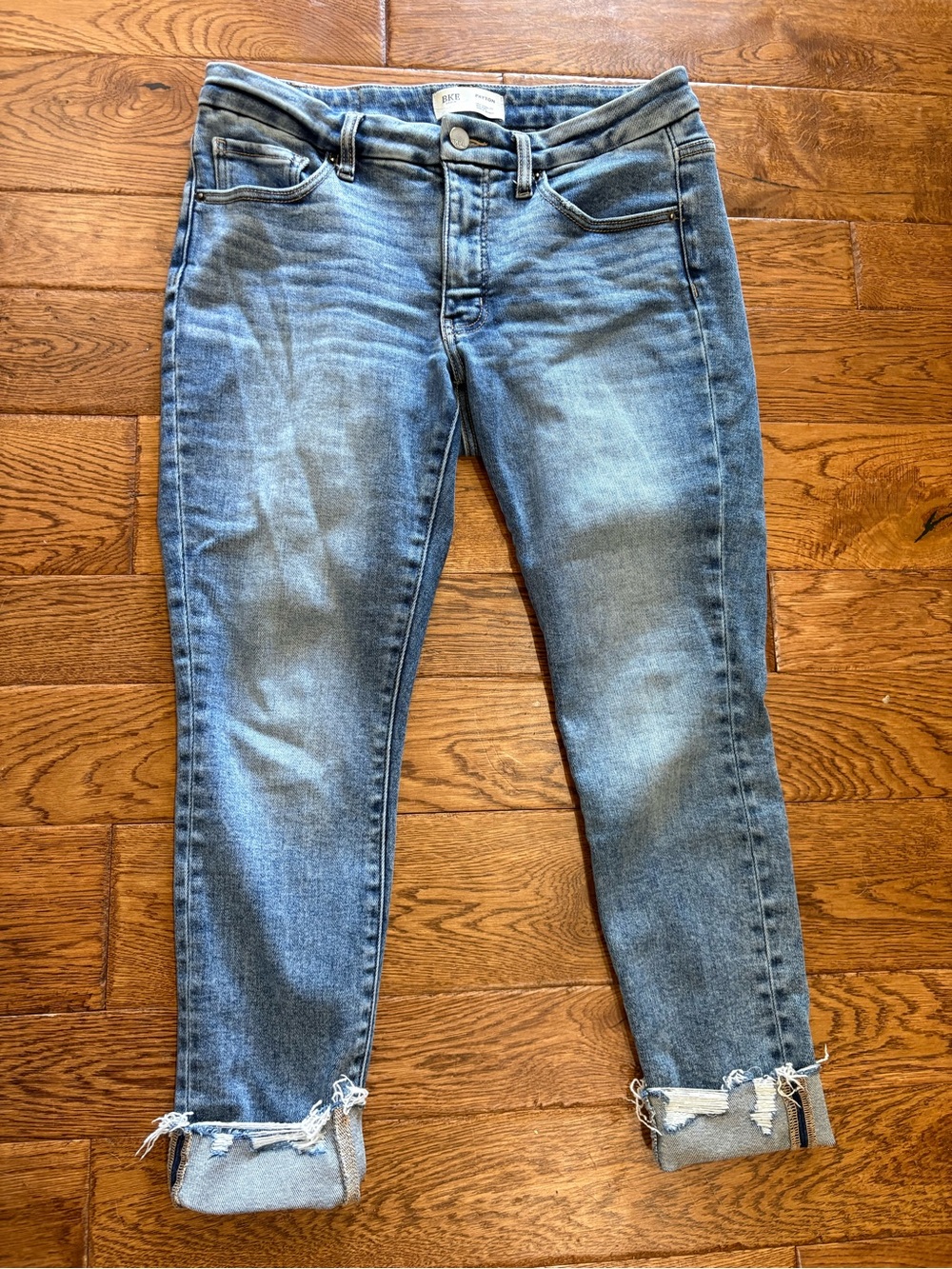 BKE Light Blue Cropped Distressed Jeans